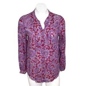 Lucky Brand Size Large Pin Tuck Paisley Shirt Button Closure Popover Top small